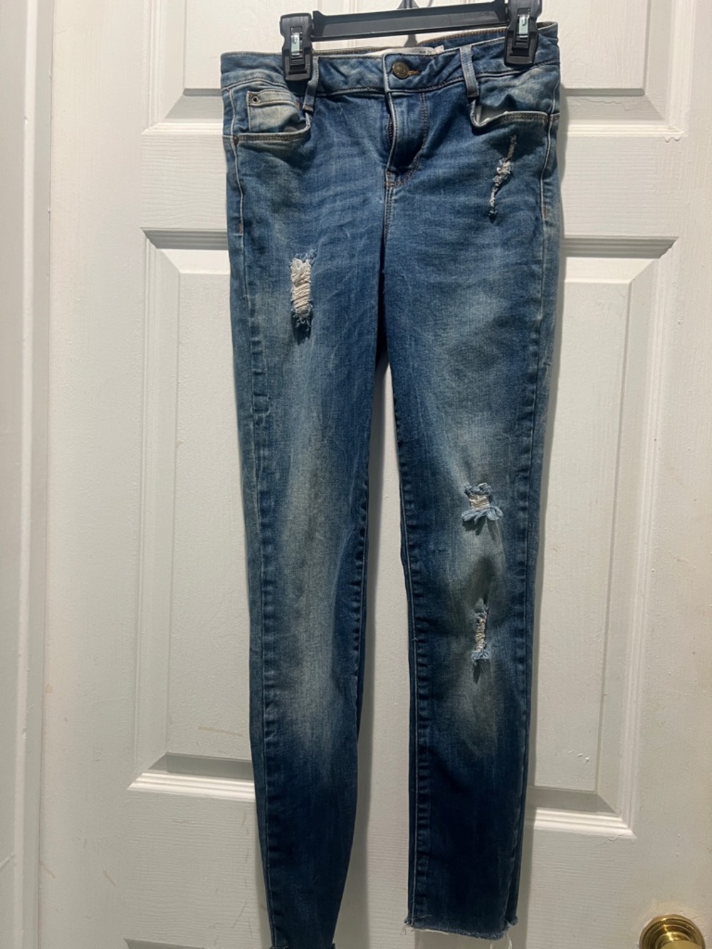 Zara Medium Blue Skinny Distressed Jeans